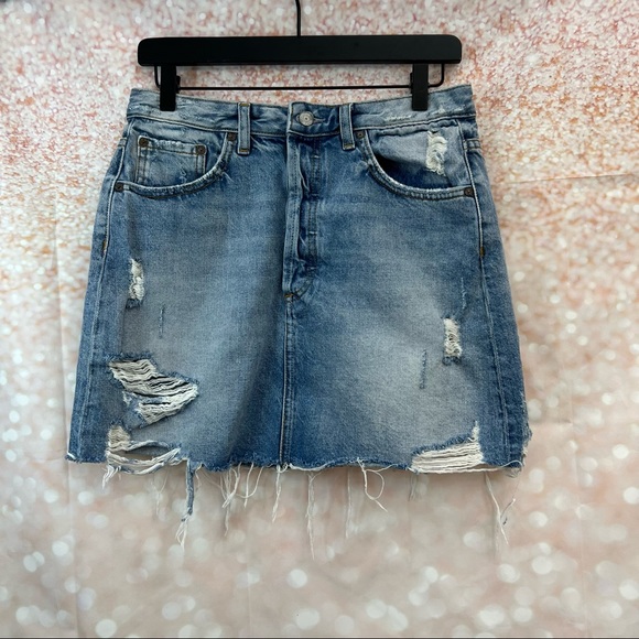 Boyish The Corey Ripped Denim Skirt in Dr. Strangelove - Picture 2 of 12